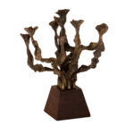 MENAHEM BERMAN Bronze and Rosewood Brutalist Menorah - Image 2