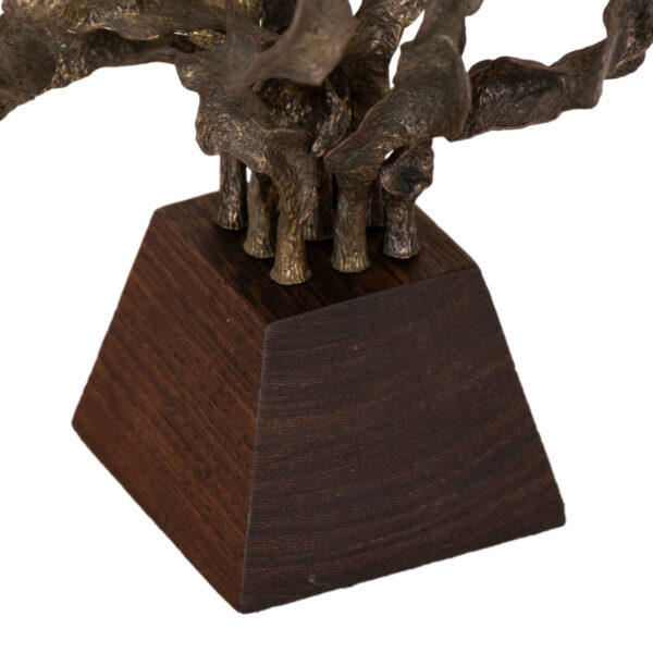 MENAHEM BERMAN Bronze and Rosewood Brutalist Menorah - Image 3