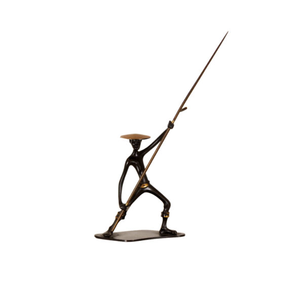 Vintage RICHARD ROHAC Austrian Bronze Fisherman Ring Holder Sculpture Circa 1930 - Image 1