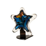 ROLLIN KARG Signed Glass Sculpture on Original Base