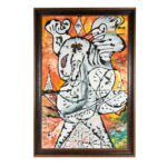 LOUIS JADRIX Original Abstract Oil on Canvas in Weathered Wood Frame
