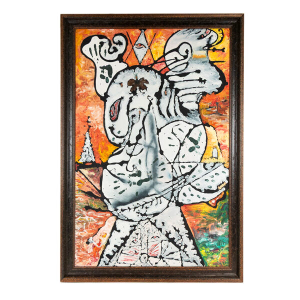 LOUIS JADRIX Original Abstract Oil on Canvas in Weathered Wood Frame - Image 1