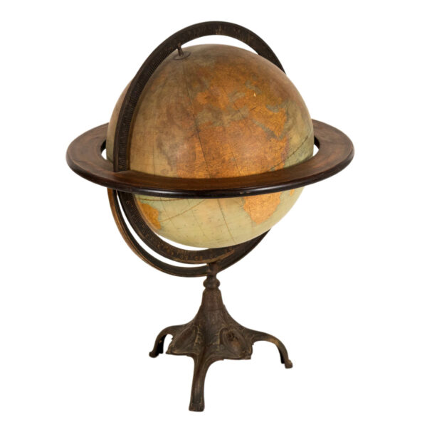 Vintage RAND MCNALLY Terrestrial Globe on Cast Iron Stand - Image 1