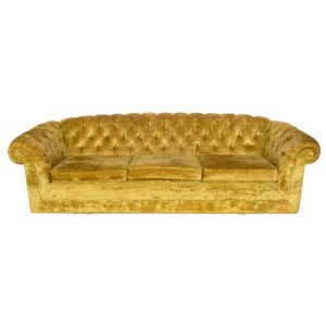Vintage Chesterfield Style Sofa in Chartreuse Velour Upholstery