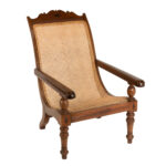 British Colonial Style Wood and Rattan Lounge Chair - Image 2