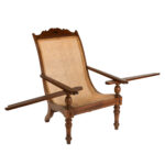 British Colonial Style Wood and Rattan Lounge Chair - Image 3