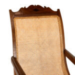 British Colonial Style Wood and Rattan Lounge Chair - Image 4