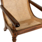 British Colonial Style Wood and Rattan Lounge Chair - Image 5