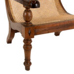 British Colonial Style Wood and Rattan Lounge Chair - Image 6