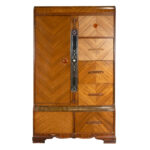 Vintage Art Deco Waterfall Walnut Wardrobe