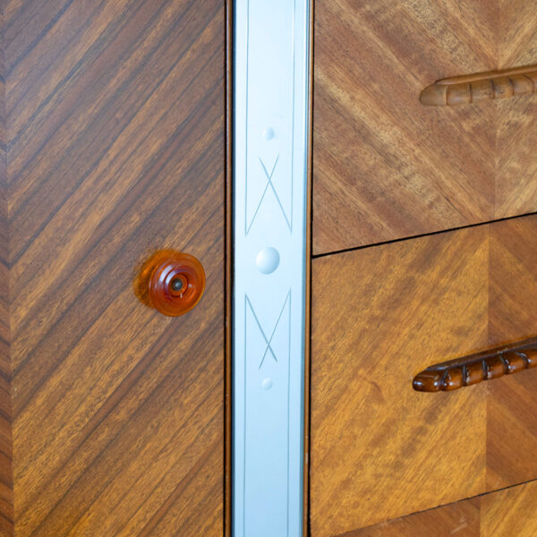Vintage Art Deco Waterfall Walnut Wardrobe - Image 4