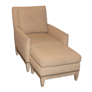 ARHAUS Chair and Ottoman in Neutral Upholstery