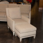 ARHAUS Chair and Ottoman in Neutral Upholstery - Image 7