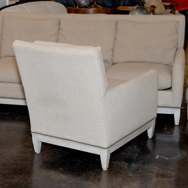 ARHAUS Chair and Ottoman in Neutral Upholstery - Image 9