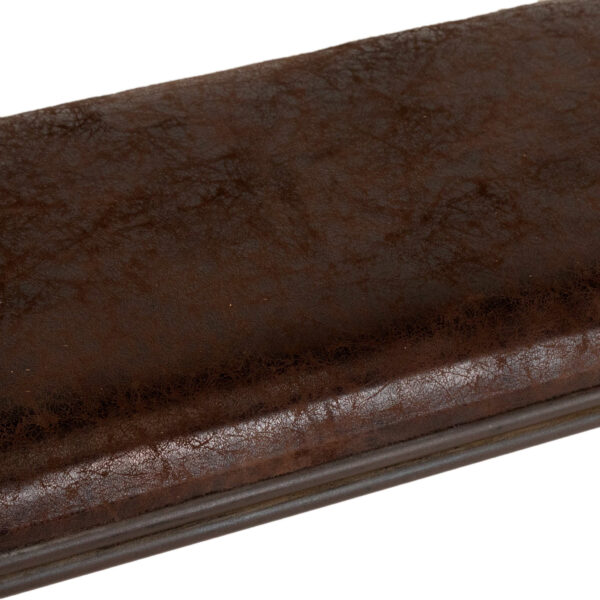 Wrought Iron Bench with Brown Faux Leather Upholstery - Image 3