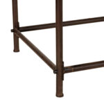 Wrought Iron Bench with Brown Faux Leather Upholstery - Image 4
