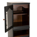Glass Door Cabinet in Black Finish with Orange Handle - Image 3