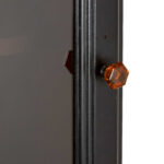 Glass Door Cabinet in Black Finish with Orange Handle - Image 4
