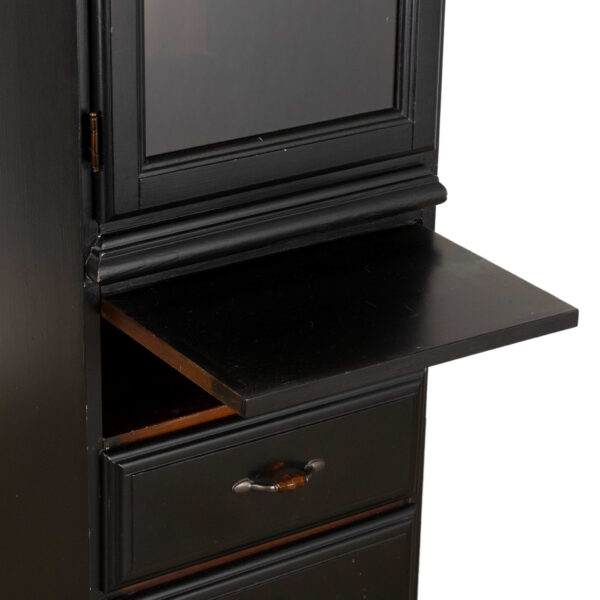 Glass Door Cabinet in Black Finish with Orange Handle - Image 5