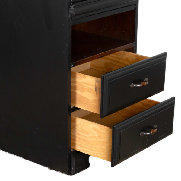Glass Door Cabinet in Black Finish with Orange Handle - Image 6