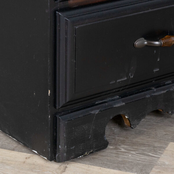 Glass Door Cabinet in Black Finish with Orange Handle - Image 7