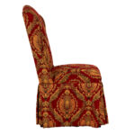Pair of BAKER Skirted Parsons Chairs in Red and Gold Foliate Upholstery - Image 5