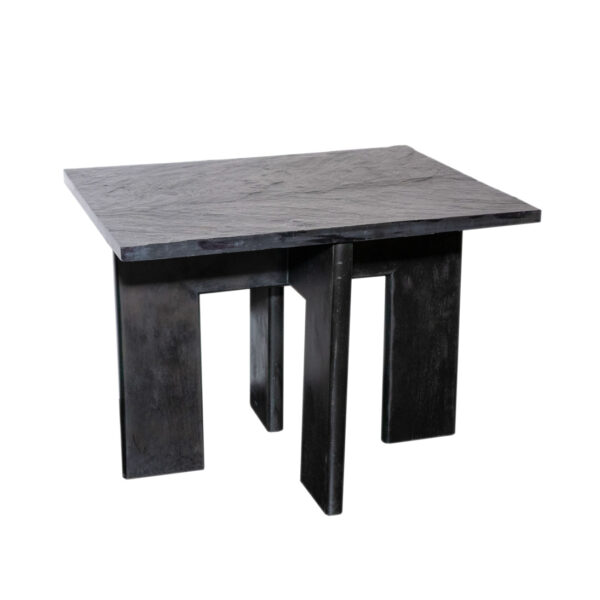 Vintage ADRIAN PEARSALL Solid Slate Top Side Table on Ebonized Wood Base - Image 1