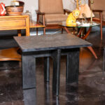 Vintage ADRIAN PEARSALL Solid Slate Top Side Table on Ebonized Wood Base - Image 4