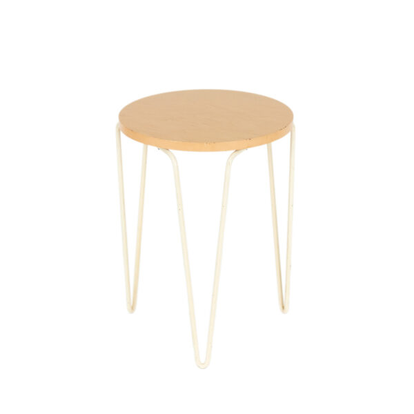 Vintage FLORENCE KNOLL Stackable Birch Top Stool on Hairpin Legs - Image 1