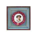 Wood Framed Hand Painted Portrait on Porcelain Plate