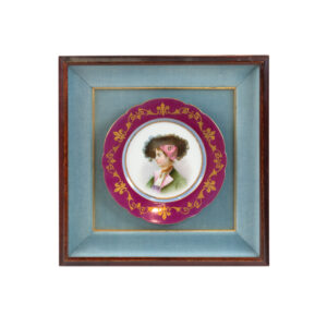 Wood Framed Hand Painted Portrait on Porcelain Plate