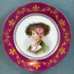 Wood Framed Hand Painted Portrait on Porcelain Plate - Image 2