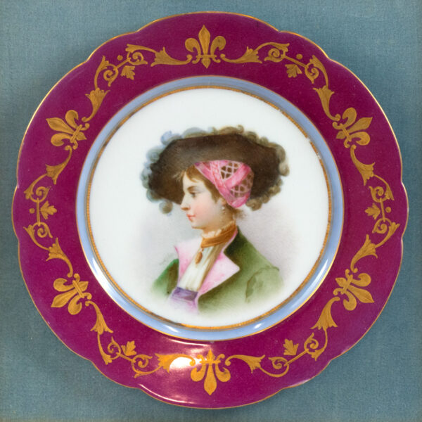 Wood Framed Hand Painted Portrait on Porcelain Plate - Image 2