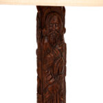 Vintage Carved Wood Lamp with Off White Shade - Image 4