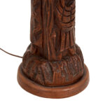 Vintage Carved Wood Lamp with Off White Shade - Image 7