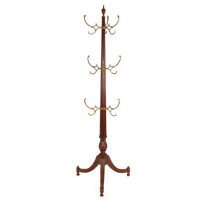 SCARBOROUGH HOUSE Fluted Wood Hall Tree with Brass Hooks