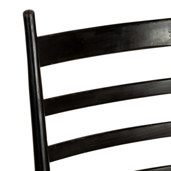Vintage Pair of Gio Ponti Style Ladder Back Chairs with Rush Seats - Image 3