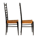 Vintage Pair of Gio Ponti Style Ladder Back Chairs with Rush Seats - Image 5
