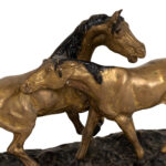 Bronze Horse Sculpture on Green Marble Base After PJ Mene - Image 2