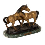 Bronze Horse Sculpture on Green Marble Base After PJ Mene - Image 3