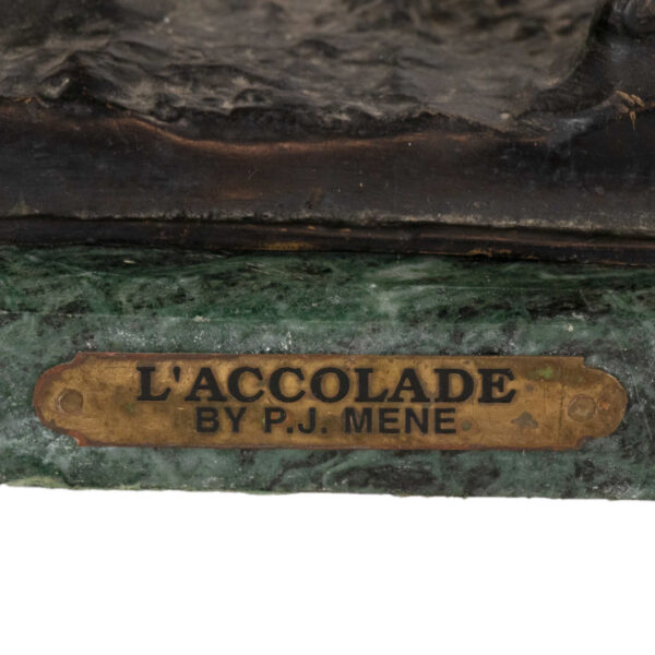 Bronze Horse Sculpture on Green Marble Base After PJ Mene - Image 5