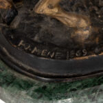 Bronze Horse Sculpture on Green Marble Base After PJ Mene - Image 6