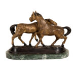 Bronze Horse Sculpture on Green Marble Base After PJ Mene - Image 4