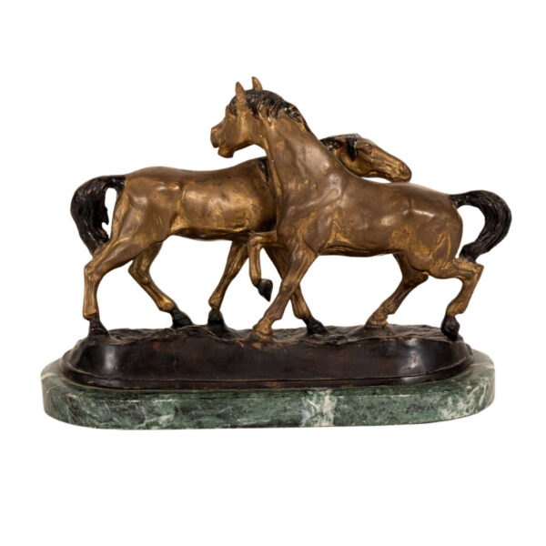 Bronze Horse Sculpture on Green Marble Base After PJ Mene - Image 4