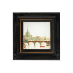 MARIO MARESCA “A Street in Paris - Bridge & Eiffel Tower” Original Oil on Tile
