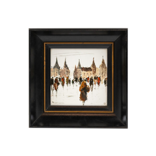 MARIO MARESCA “A Street in Paris - Street Scene” Original Oil on Tile - Image 1