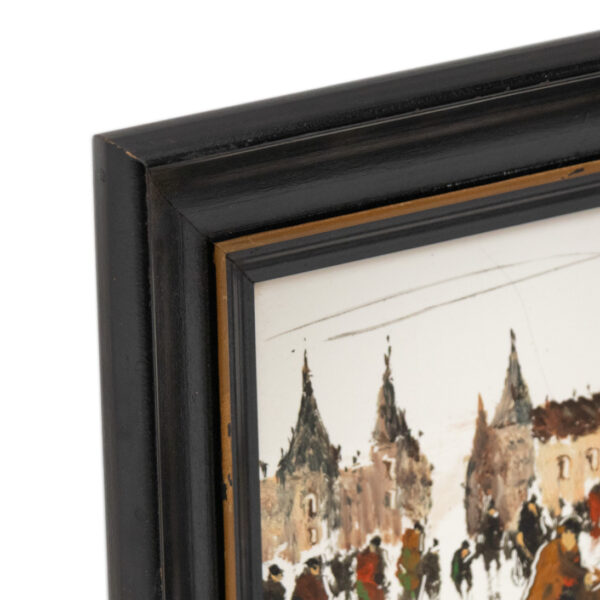 MARIO MARESCA “A Street in Paris - Street Scene” Original Oil on Tile - Image 2