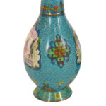 Pair of Chinese Cloisonne Vases in Teal - Image 4