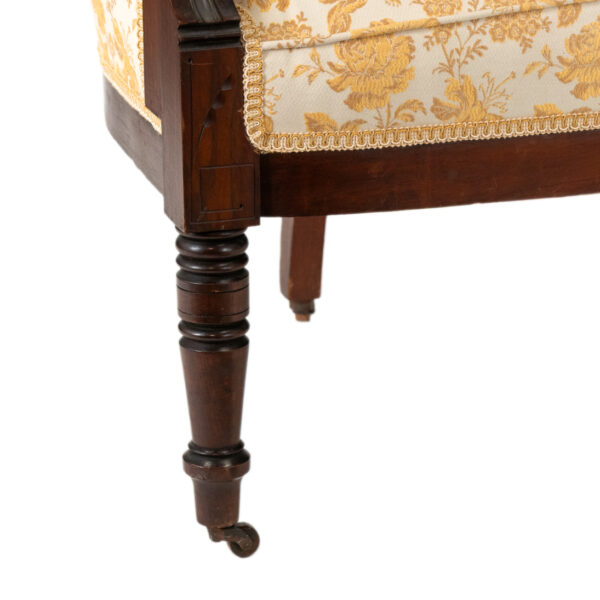 Eastlake Victorian Carved Walnut Settee with Gold Floral Upholstery - Image 6