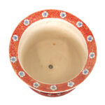 Red and White Hand Painted Planter with Underplate - Image 2